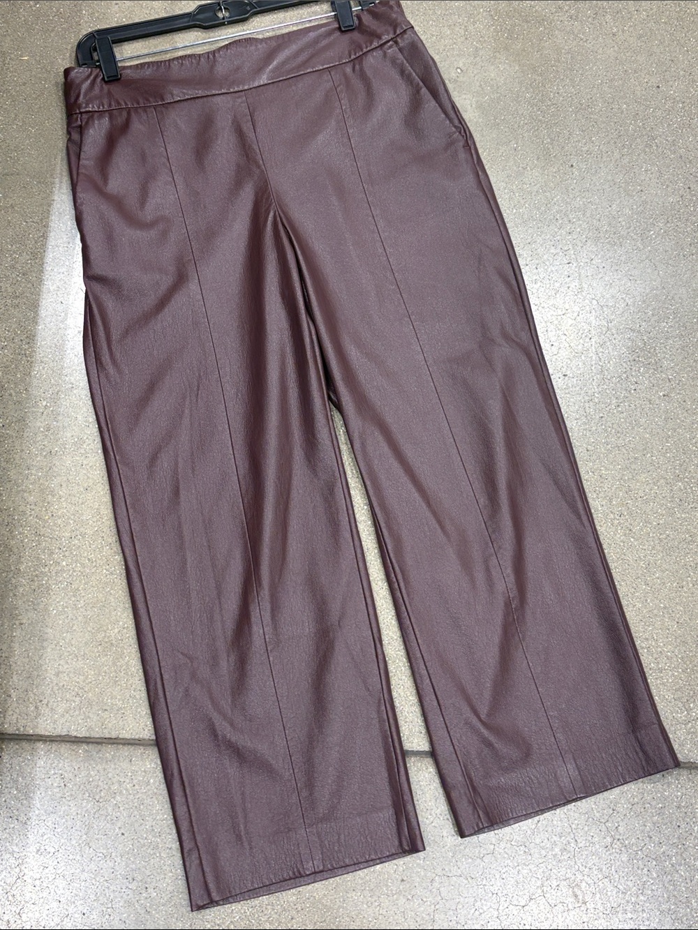 Chico's Faux Leather Wide-Leg Pants in Deep Wine